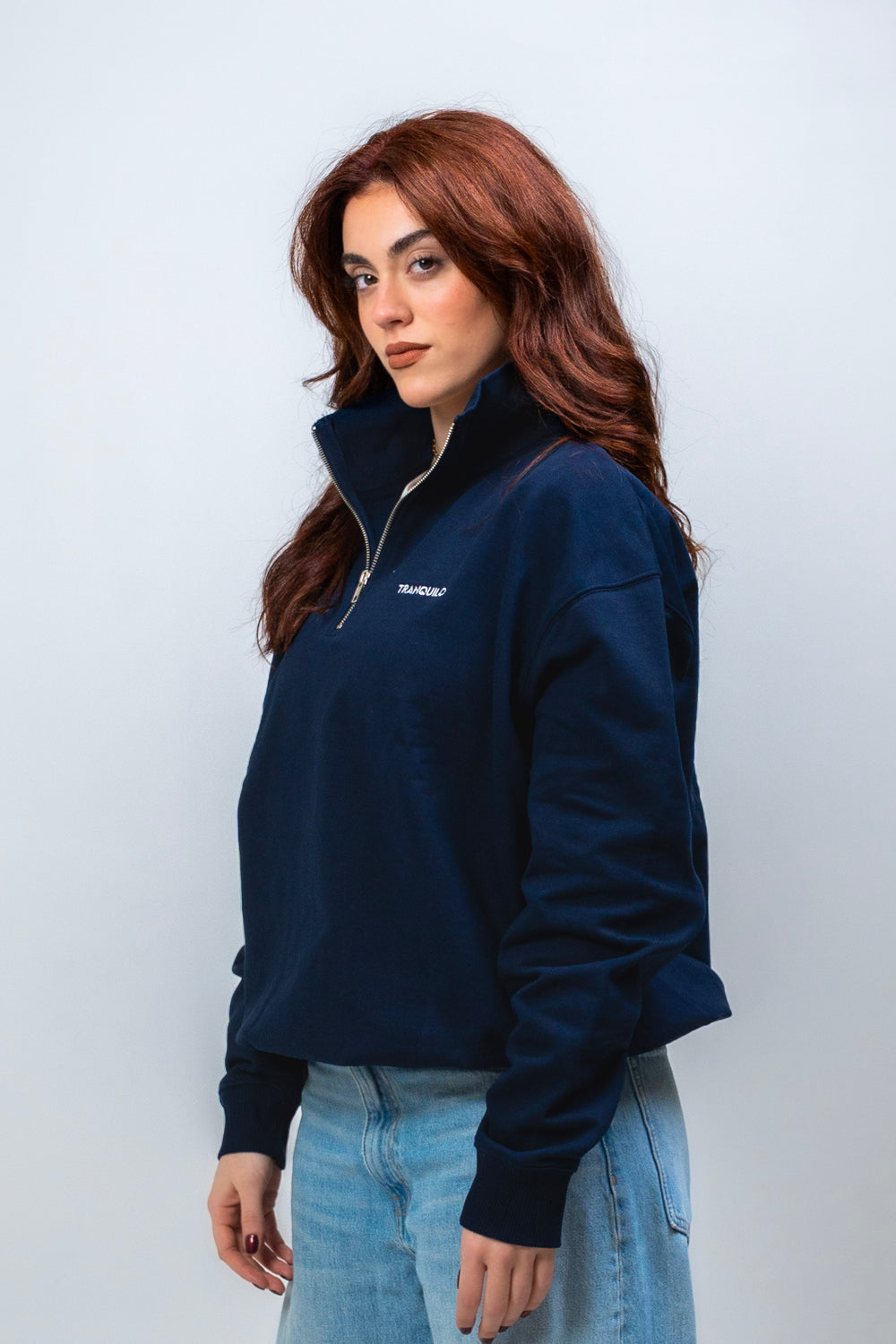 Oversized Zip-Thru Navy Blue